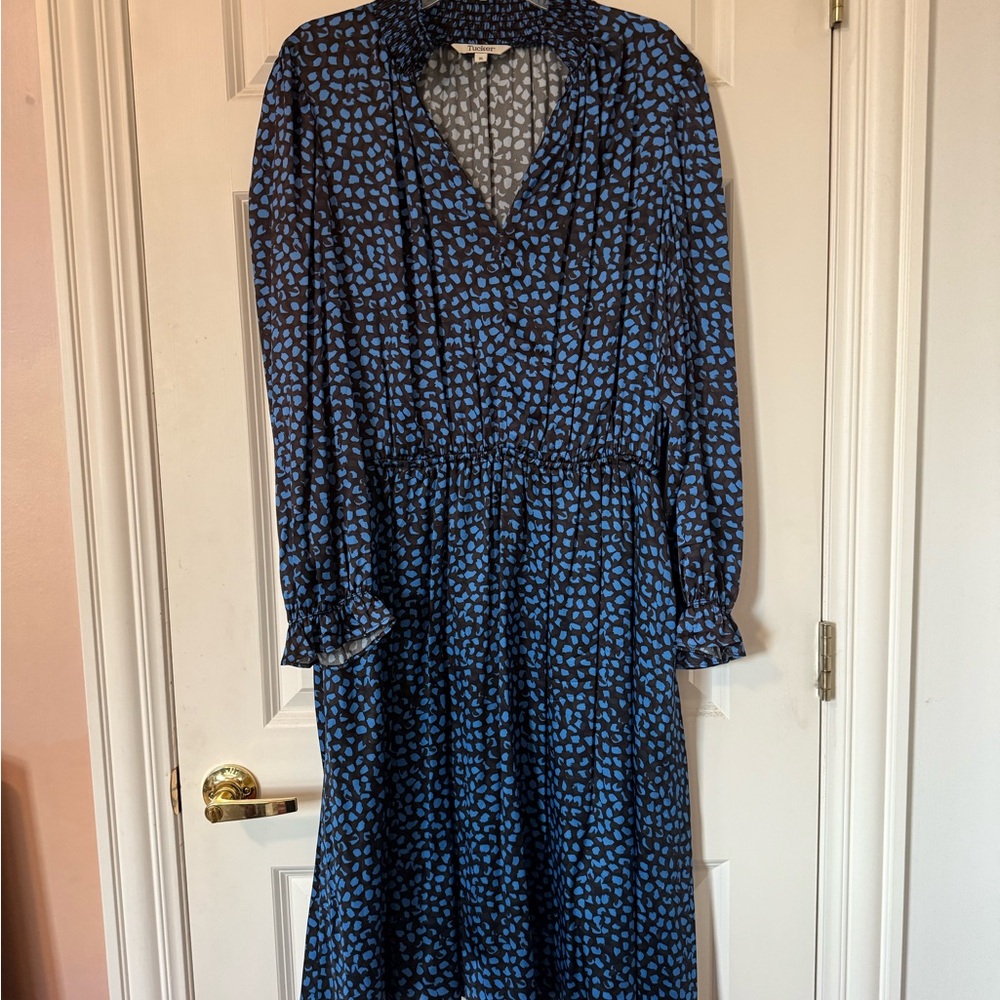 Tucker Blue and Black Long Sleeve Dress